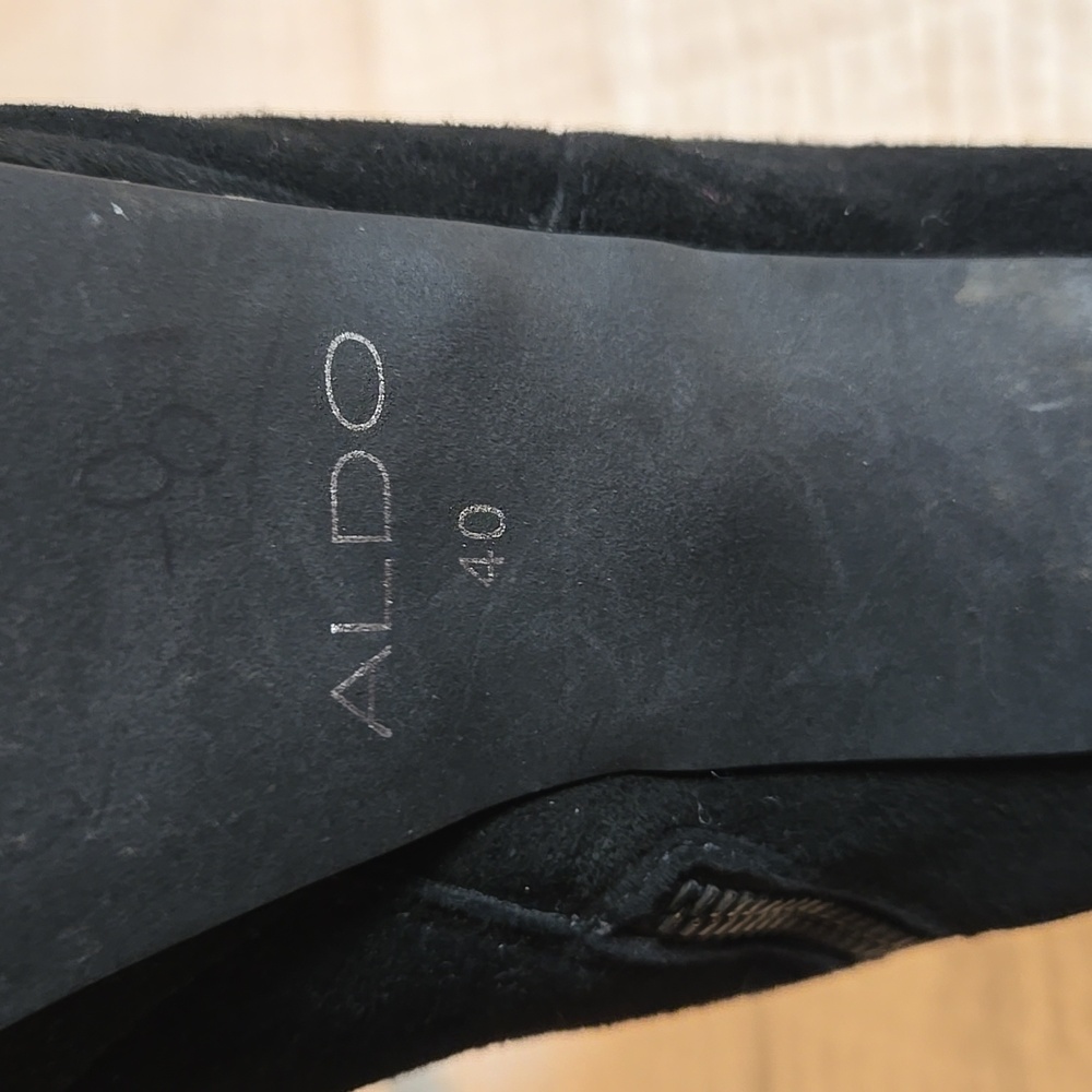 Aldo Black Suede Ankle Boots, Platform, High Heels, Size EU 40, US 9.5 - Picture 7 of 8